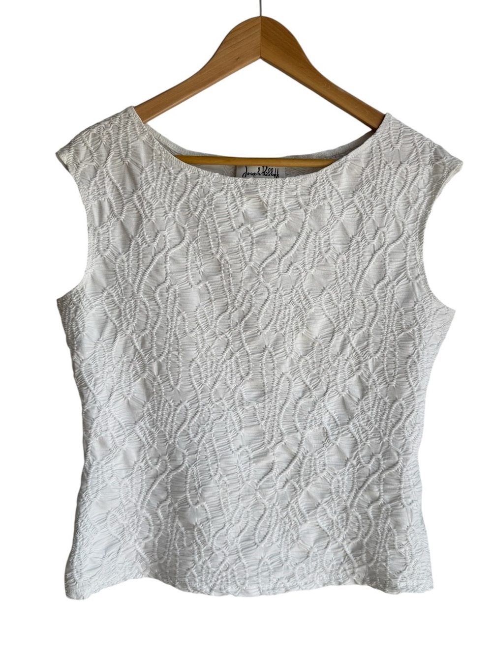 Joseph Ribkoff Textured Sleeveless Top Sz 12 White Capsule Fitted Tank Shirt